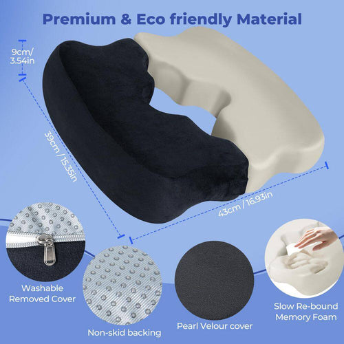 Bed Sore Wheelchair Cushion for Butt, Memory Foam Hemorrhoid Pressure Relief Pillow with Center Hole and Tailbone Cutout