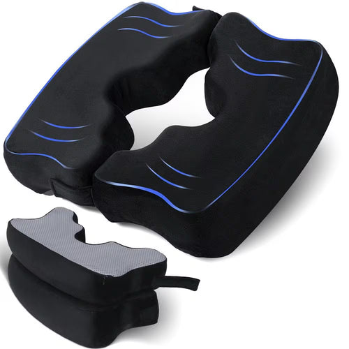 Bed Sore Wheelchair Cushion for Butt, Memory Foam Hemorrhoid Pressure Relief Pillow with Center Hole and Tailbone Cutout