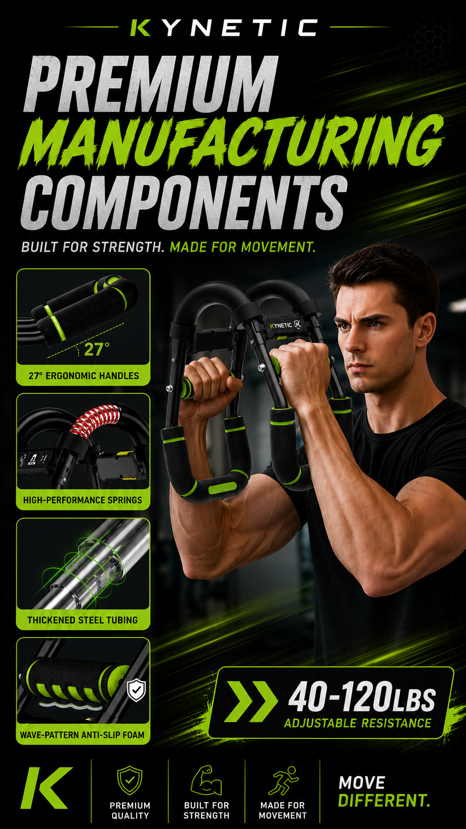 Kynetic Adjustable Power Twister Arm Trainer – 5 Resistance Levels (40-130 lbs) Chest, Arm & Forearm Strength Builder