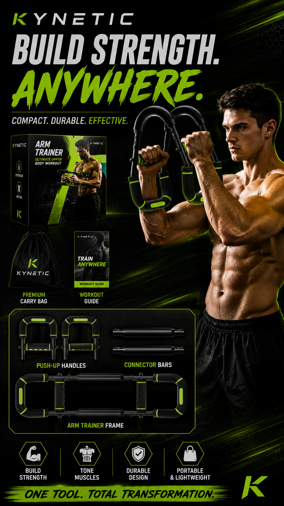 Kynetic Adjustable Power Twister Arm Trainer – 5 Resistance Levels (40-130 lbs) Chest, Arm & Forearm Strength Builder