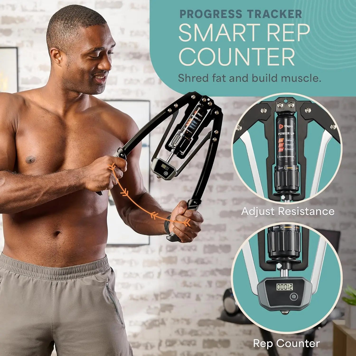 Lifepro Shredforce Hydraulic Power Chest Expander and Arm Twister Trainer Exerciser - Adjustable 22-440Lb Resistance