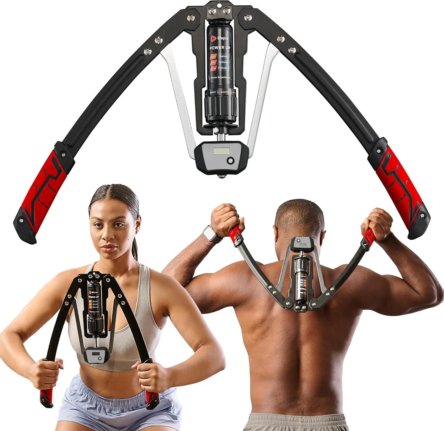 Lifepro Shredforce Hydraulic Power Chest Expander and Arm Twister Trainer Exerciser - Adjustable 22-440Lb Resistance